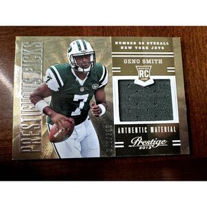 2013 Prestige Geno Smith Prestigious Picks Rookie RC Jersey #/399 Jets